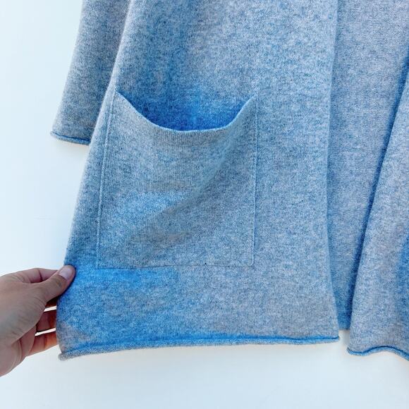 Eileen Fisher Italian Cashmere Sweater Open Cardigan Long Gray Grey Moon Medium - Picture 8 of 9